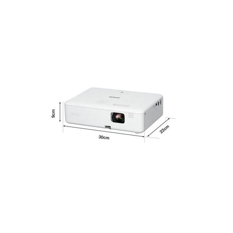 Проектор Epson CO-W01, 3LCD, 3000 lm, 1280 x 800, HDMI, USB, UHE 188 Watt, ниво на шум 38 dB, 2.4 kg, бял