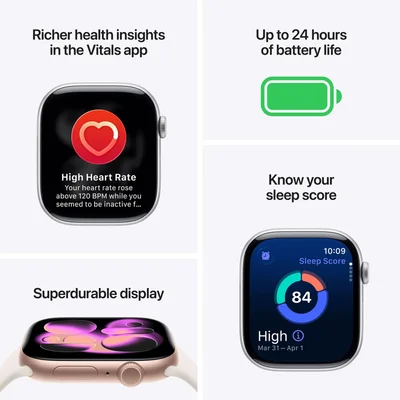 Смарт часовник Apple Watch S11, 1.96'', 46 mm, S/M, черен