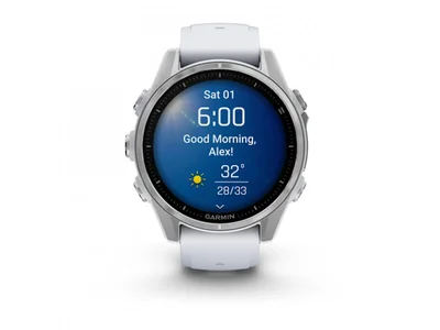 Смарт часовник Garmin Fenix 8, 1.3'', 43 mm, сребристо-бял