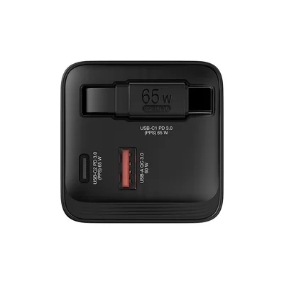Зарядно устройство Verbatim Mini, GaN, 65 W, черно
