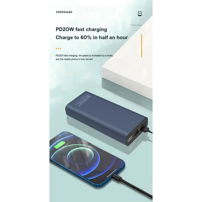 Външна батерия Wesdar S301, 20000 mAh, зелена