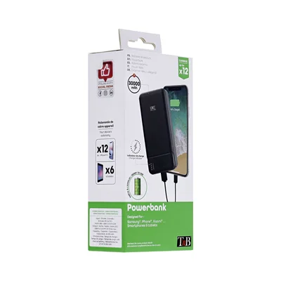 Външна батерия TNB, 30000 mAh, Micro USB, черна