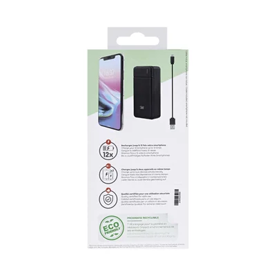 Външна батерия TNB, 30000 mAh, Micro USB, черна