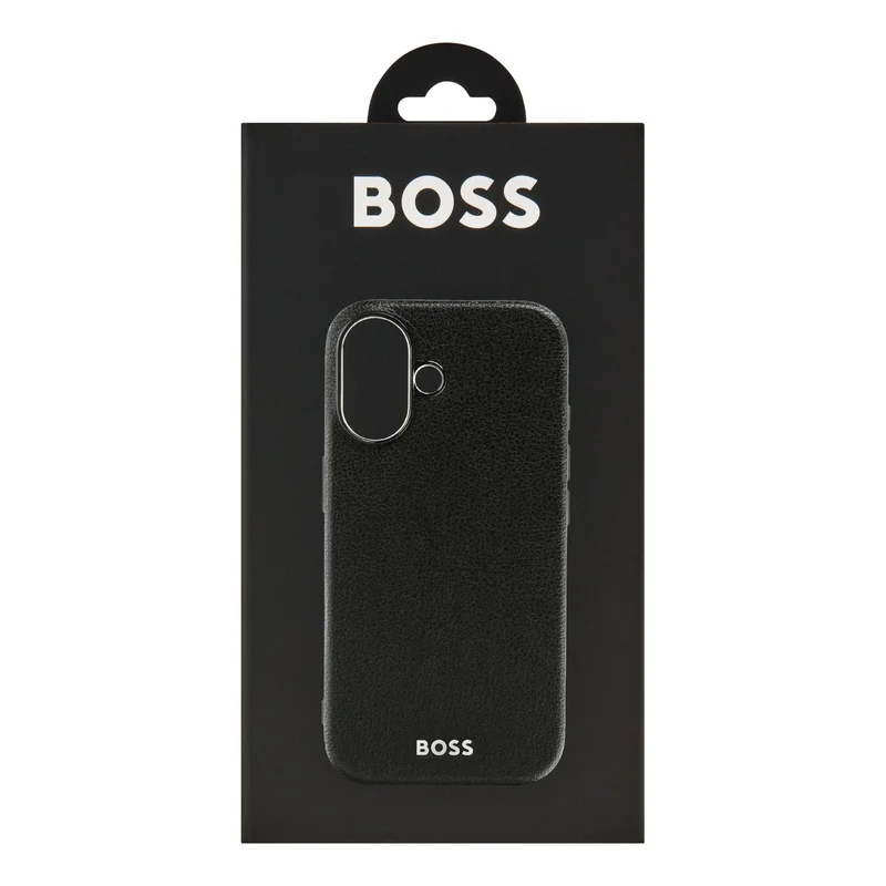 Hugo Boss Калъф за телефон Grained, за iPhone 16, черен