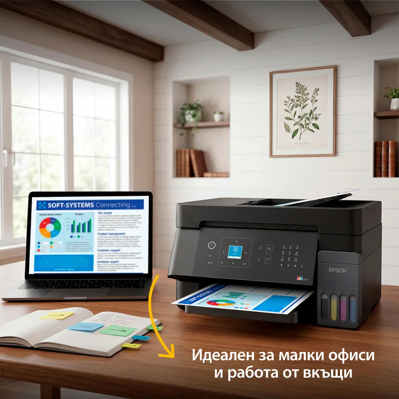 Мастиленоструйно мултифункционално устройство Epson EcoTank L5390, 4 в 1, A4, Wi-Fi