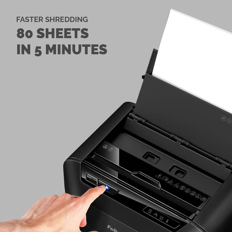Шредер за унищожаване на документи Fellowes Automax 80M, Soho, Mini-Cut, P-4, 17 L, черен