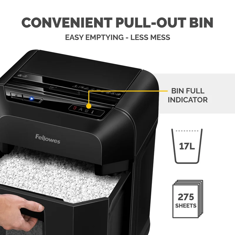 Шредер за унищожаване на документи Fellowes Automax 80M, Soho, Mini-Cut, P-4, 17 L, черен
