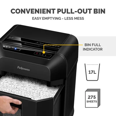 Шредер за унищожаване на документи Fellowes Automax 90M, Soho, Mini-Cut, P-4, 17 L, черен