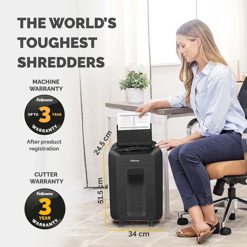 Шредер за унищожаване на документи Fellowes Automax 90M, Soho, Mini-Cut, P-4, 17 L, черен