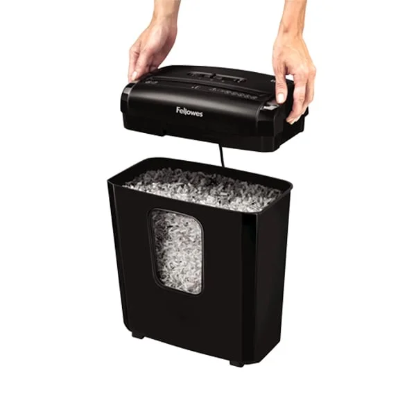 Шредер за унищожаване на документи Fellowes Powershred 6M, Micro Cut, 13 L, P-4, Mini-Cut, време за работа 5 мин