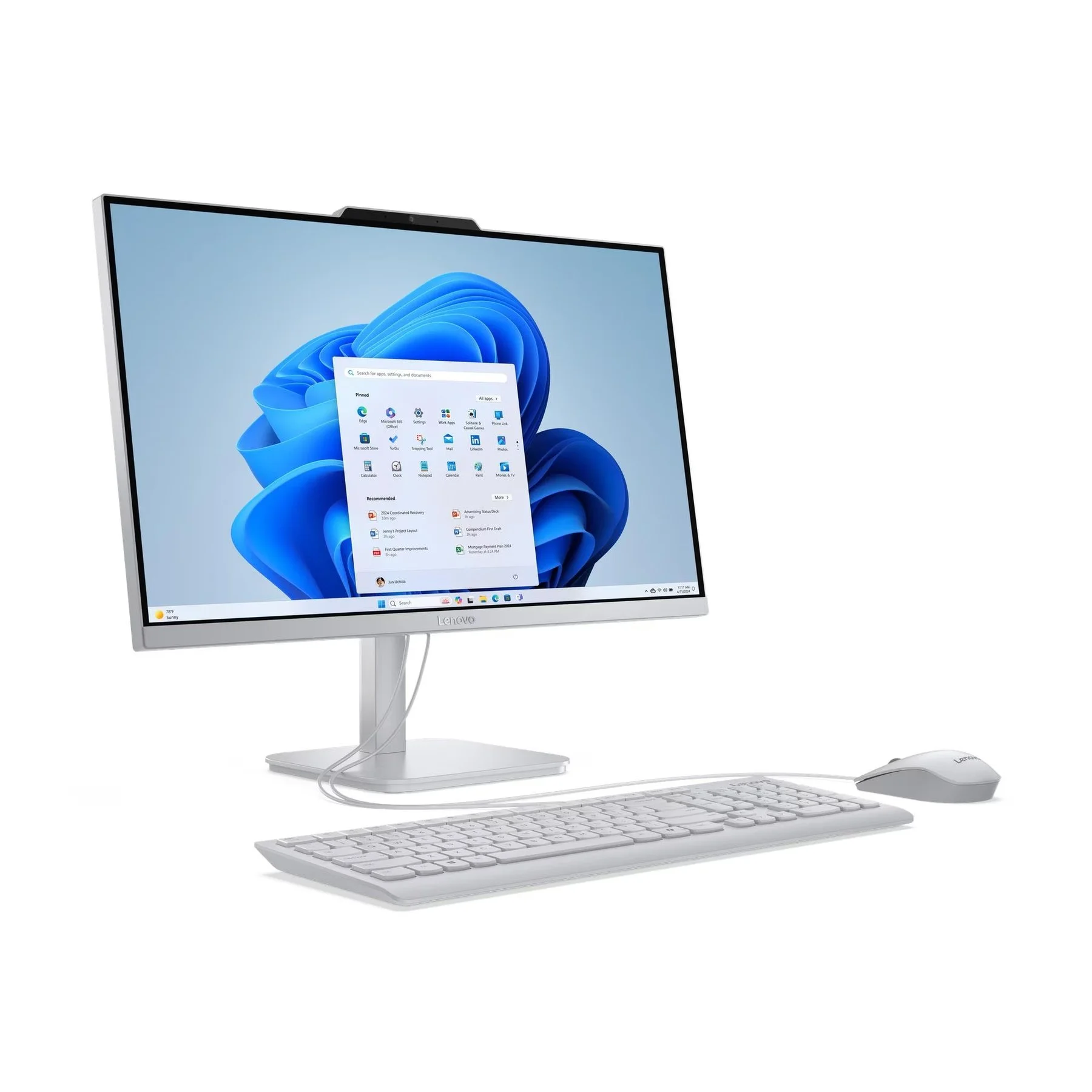 Компютър Lenovo All in One, Intel Core i3, 512 GB SSD, 16 GB RAM, FullHD IPS, 23.8'', Windows 11 Pro