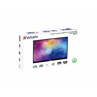 Монитор Verbatim PMT-15, 15.6'', Touchscreen, FullHD, 6 ms, IPS, 16:9, 250 cd/m2