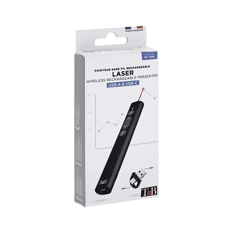 Показалка TNB Presenter, безжична, USB Type-A & USB Type-C, обхват 20 m