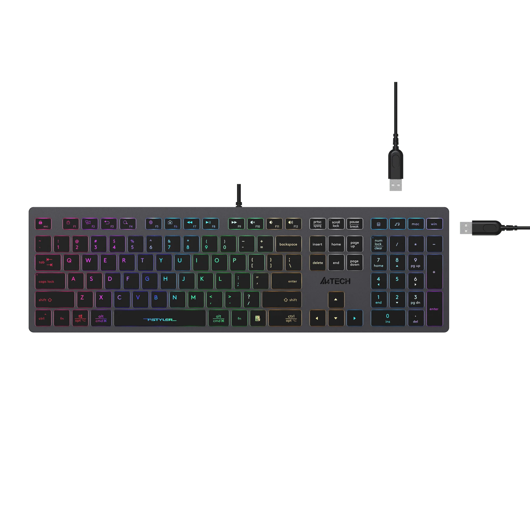 Клавиатура A4Tech Fstyler FX60H, X-Key, с кабел 1.5 m, черна, USB