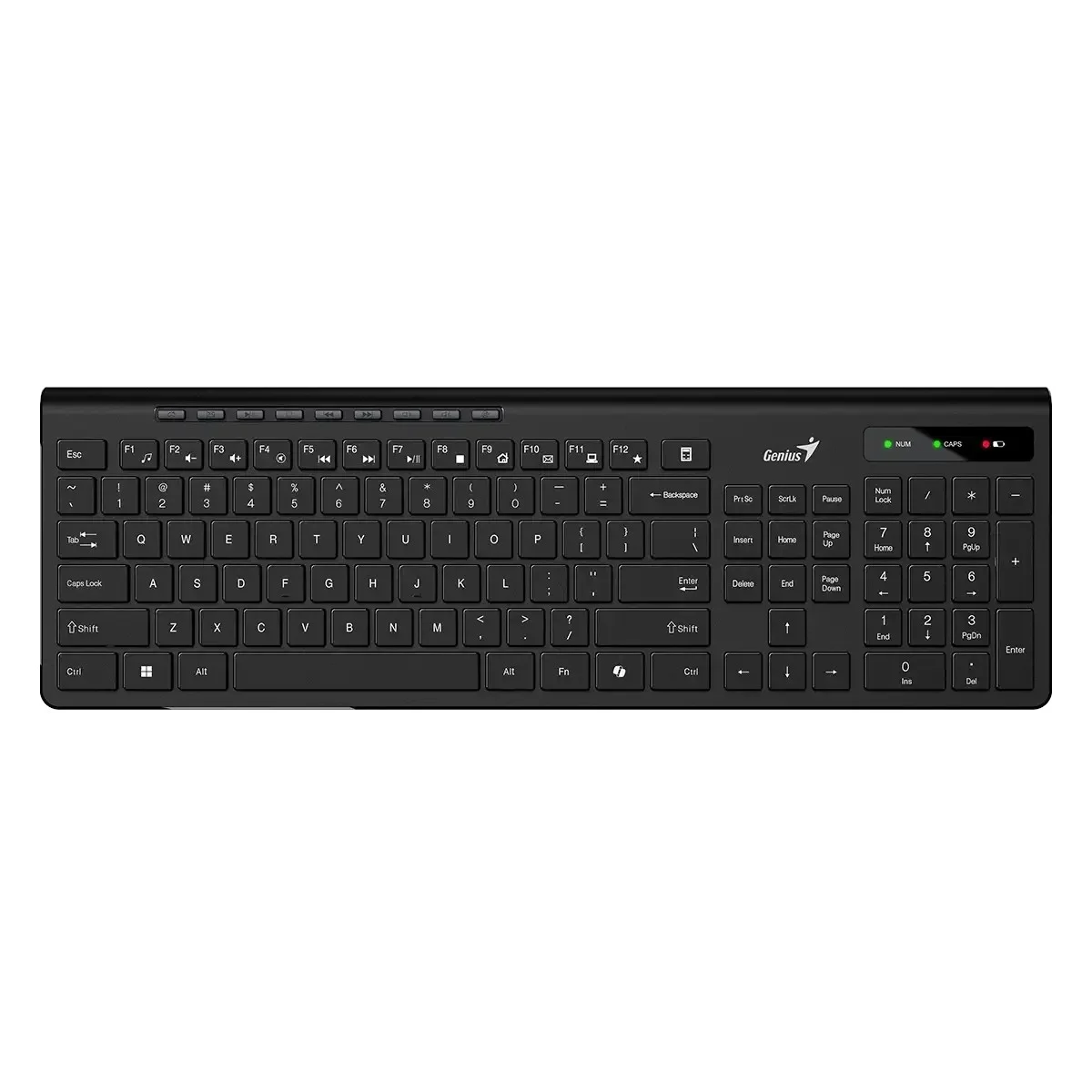 Клавиатура Genius Slimstar 7230, безжична, AI Copilot, USB, 12 бързи бутона, черна