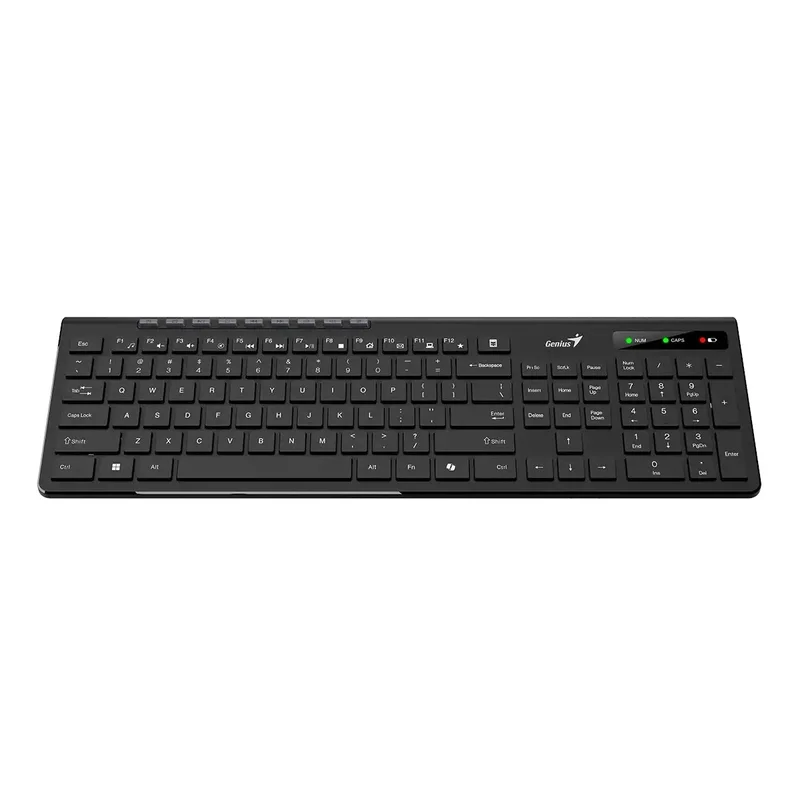 Клавиатура Genius Slimstar 7230, безжична, AI Copilot, USB, 12 бързи бутона, черна