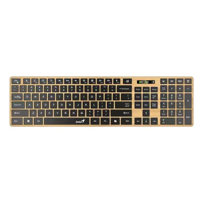 Клавиатура Genius Slimstar 7250BT, безжична, AI Copilot, Bluetooth/USB, 12 бързи бутона, AAA, дървесна