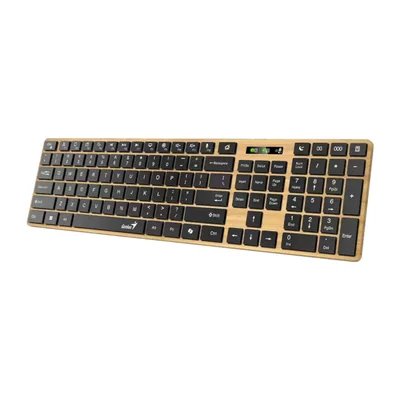 Клавиатура Genius Slimstar 7250BT, безжична, AI Copilot, Bluetooth/USB, 12 бързи бутона, AAA, дървесна