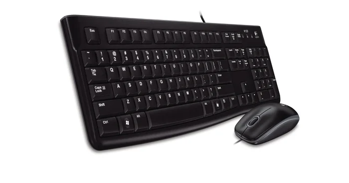 Клавиатура и мишка Logitech MK120, с кабел, черни, USB, без кирилизация