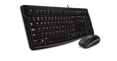 Клавиатура и мишка Logitech MK120, с кабел, черни, USB, без кирилизация