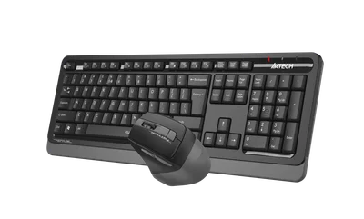 Комплект A4Tech - клавиатура и мишка Fstyler FGS1035Q, 2.4 GHz, Nano USB, 6 бутона на мишката, AAA, сиви