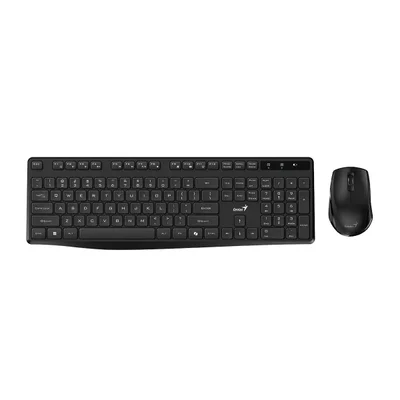 Комплект клавиатура Genius и мишка KM-8206S, безжични, USB, 3 бутона на мишката, 2 AAA/1 AA, 12 бързи бутона на клавиатурата