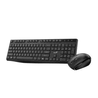 Комплект клавиатура Genius и мишка KM-8206S, безжични, USB, 3 бутона на мишката, 2 AAA/1 AA, 12 бързи бутона на клавиатурата