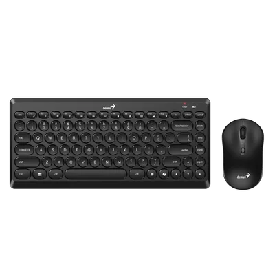 Комплект клавиатура Genius и мишка LuxeMate Q8000, черни, USB Type-A, 4 бутона на мишката, 12 бързи бутона на клавиатурата