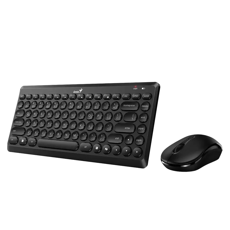Комплект клавиатура Genius и мишка LuxeMate Q8000, черни, USB Type-A, 4 бутона на мишката, 12 бързи бутона на клавиатурата