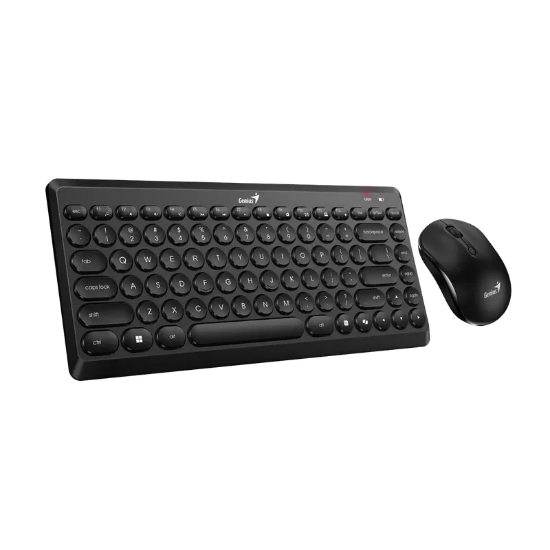 Комплект клавиатура Genius и мишка LuxeMate Q8000, черни, USB Type-A, 4 бутона на мишката, 12 бързи бутона на клавиатурата