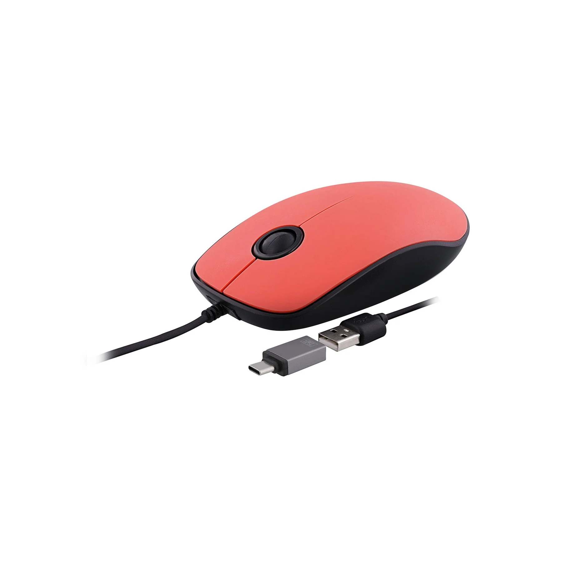Мишка TNB Sunset, с кабел, USB Type-A, с адаптер USB Type-C, 3 бутона, червена