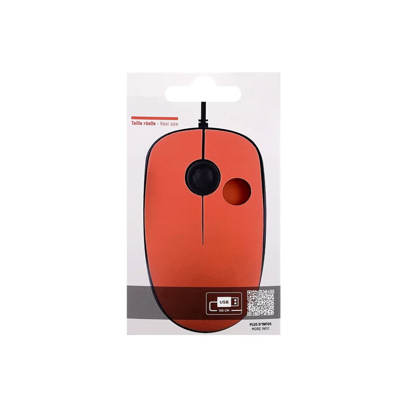 Мишка TNB Sunset, с кабел, USB Type-A, с адаптер USB Type-C, 3 бутона, червена