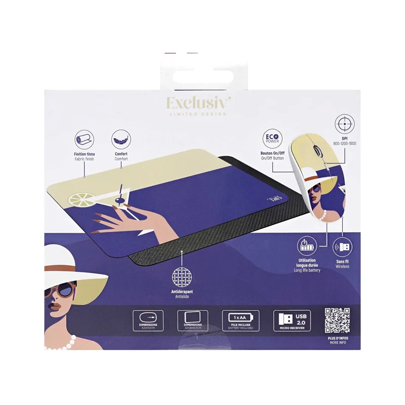 Комплект мишка TNB и пад Exclusiv Cocktail, USB Type-A, 3 бутона
