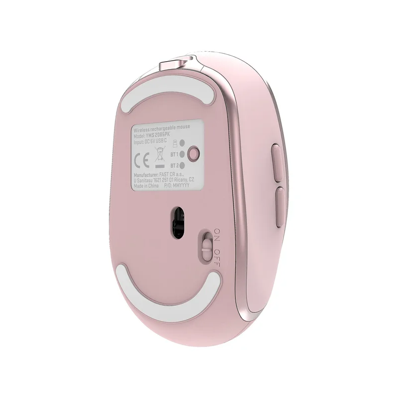 Мишка Yenkee YMS 2085PK, безжична, 2400 dpi, USB, 6 бутона, Li-Polymer, розова