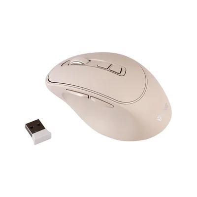 Мишка Yenkee YMS 2080BG, безжична, 2400 dpi, USB, 6 бутона, Li-Polymer, кремава