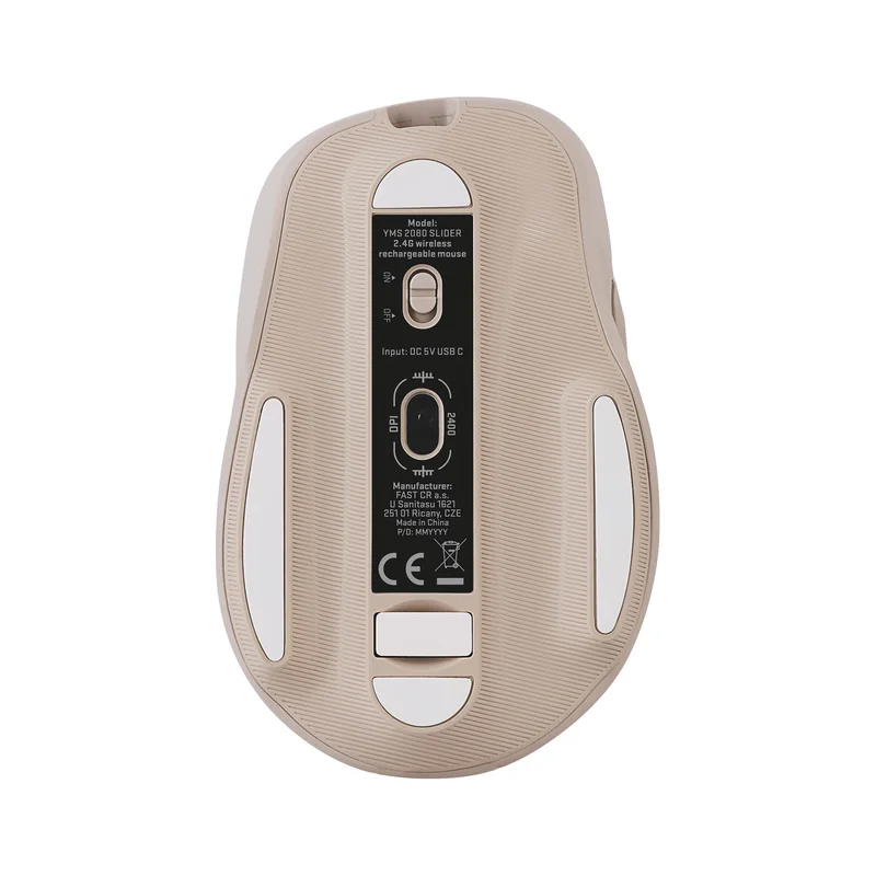 Мишка Yenkee YMS 2080BG, безжична, 2400 dpi, USB, 6 бутона, Li-Polymer, кремава