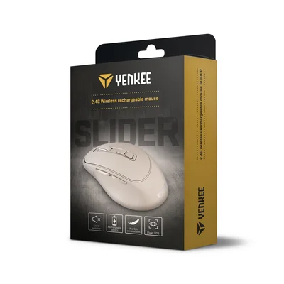 Мишка Yenkee YMS 2080BG, безжична, 2400 dpi, USB, 6 бутона, Li-Polymer, кремава