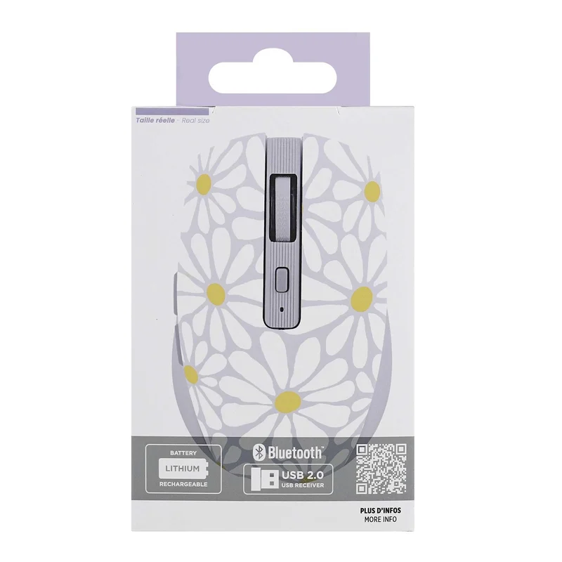 Мишка TNB Exclusiv Flower, безжична, Bluetooth, 1600 dpi, USB Type-A, 3 бутона, AA