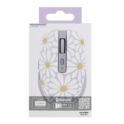 Мишка TNB Exclusiv Flower, безжична, Bluetooth, 1600 dpi, USB Type-A, 3 бутона, AA