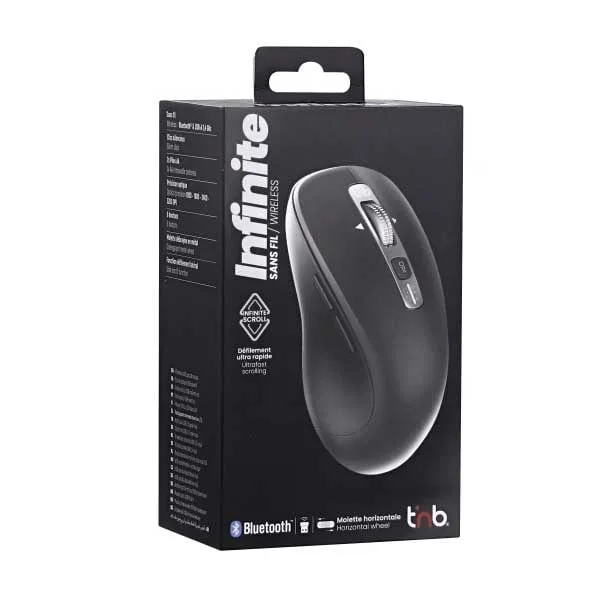 Мишка TNB Infinite, безжична, Bluetooth, 3200 dpi, USB Type-A, 6 бутона, черна