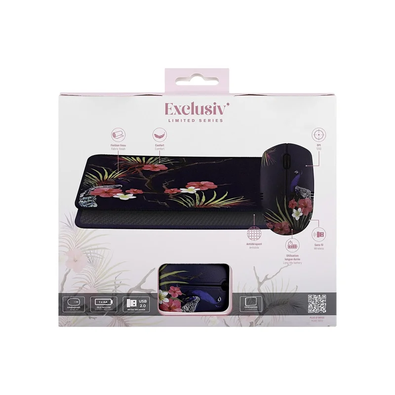 Комплект мишка TNB и пад Exclusiv Tropic, USB Type-A, 3 бутона, 1 х АА