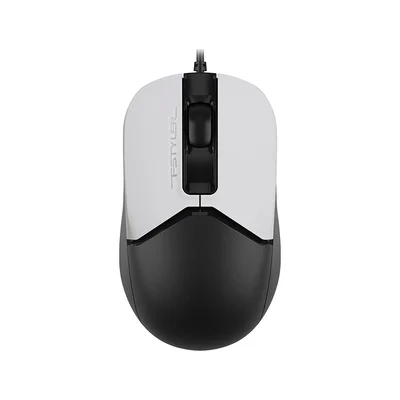 Мишка A4Tech Fstyler FM12S, с кабел, безшумна, USB, 3 бутона, бяло-черна