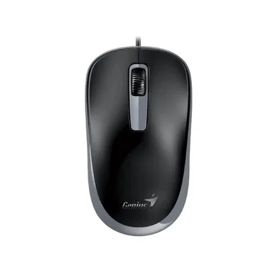 Мишка Genius DX-125S, с кабел, безшумна, USB, 3 бутона, черно-сива