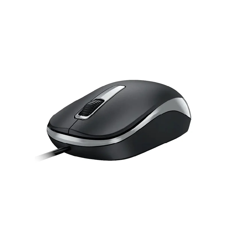 Мишка Genius DX-125S, с кабел, безшумна, USB, 3 бутона, черно-сива