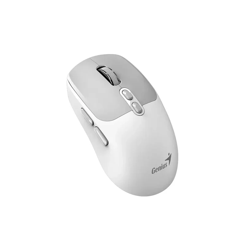 Мишка Genius NX-8080S, безжична, Bluetooth, Bluetooth/USB, 7 бутона, AA, бяло-сива