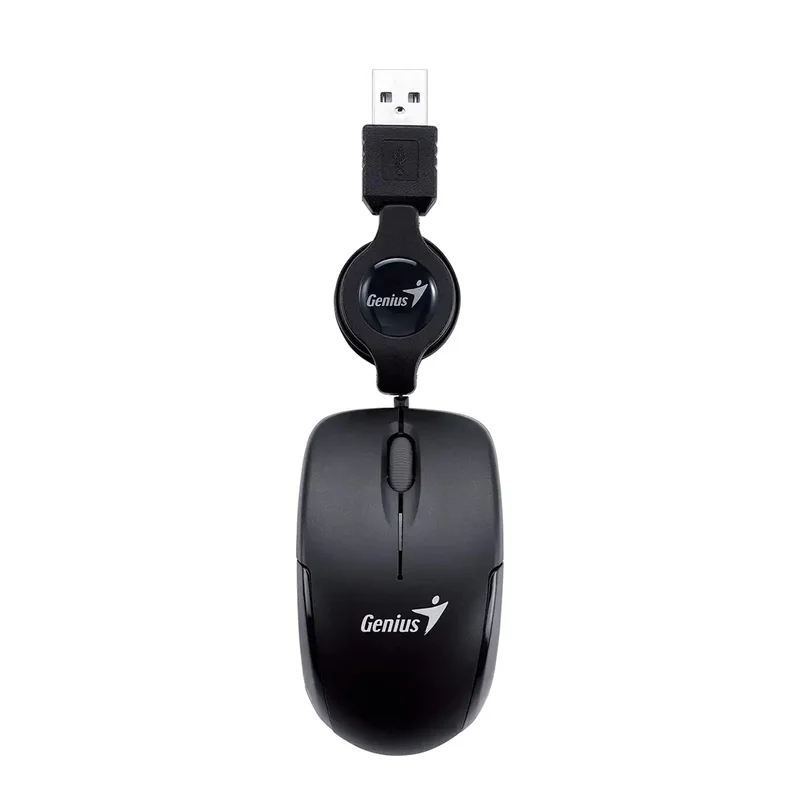 Мишка Genius Micro Traveler, с кабел, USB Type-A, 3 бутона, черна