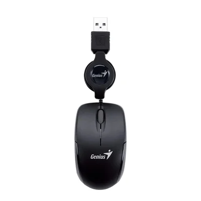 Мишка Genius Micro Traveler, с кабел, USB Type-A, 3 бутона, черна