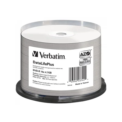 DVD-R Verbatim, 4.7 GB, 16x, AZO покритие, DL+ Medical, 50 броя в шпиндел