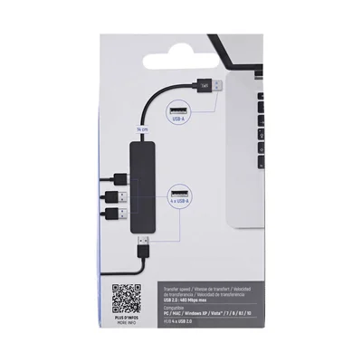 USB Хъб TNB First, 4 порта, USB 2.0, черен