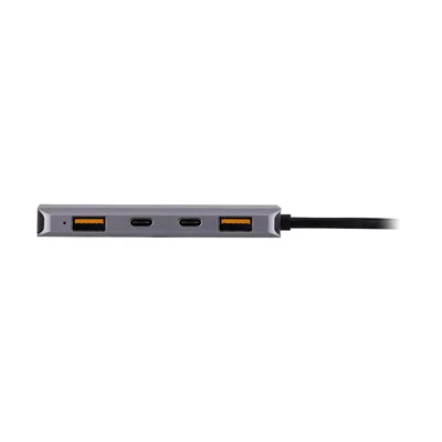 USB Хъб TNB, 5 в 1, USB Type-C, сив
